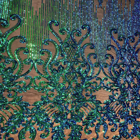Stretch Sequins Damask Fabric