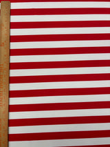 Red Half Inch Striped Polyester Spandex Fabric - Red Horizontal Stripes, 58"/60" Width (1 Yard)