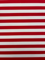 Red Half Inch Striped Polyester Spandex Fabric - Red Horizontal Stripes, 58"/60" Width (1 Yard)