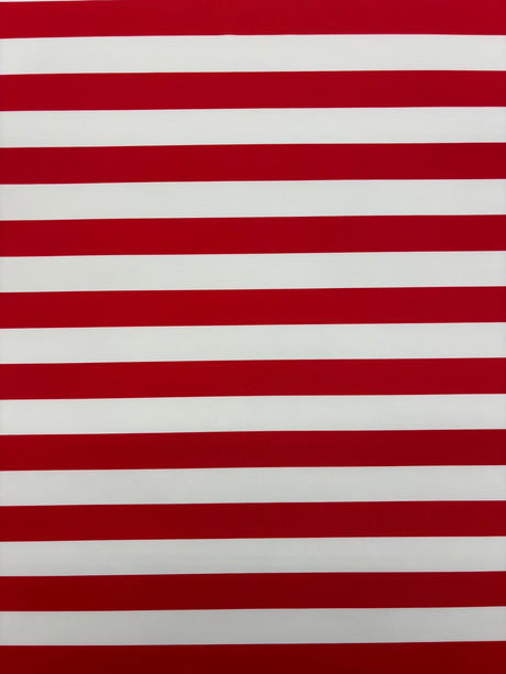 Red Half Inch Striped Polyester Spandex Fabric - Red Horizontal Stripes, 58"/60" Width (1 Yard)