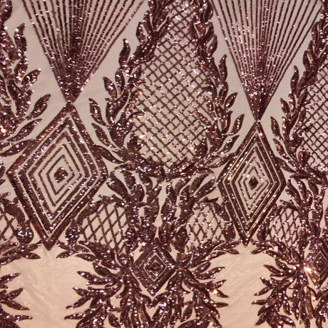Alpica Geometric Stretch Sequins Fabric - Nylon Spandex Mesh Fabric, 4-Way Stretch, 60" Width, Sold By The Yard (1 Yard)