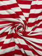 Red Half Inch Striped Polyester Spandex Fabric - Red Horizontal Stripes, 58"/60" Width (1 Yard)