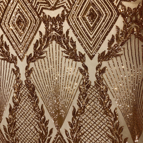 Alpica Geometric Stretch Sequins Fabric - Nylon Spandex Mesh Fabric, 4-Way Stretch, 60" Width, Sold By The Yard (1 Yard)