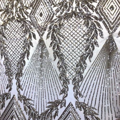 Alpica Geometric Stretch Sequins Fabric - Nylon Spandex Mesh Fabric, 4-Way Stretch, 60" Width, Sold By The Yard (1 Yard)