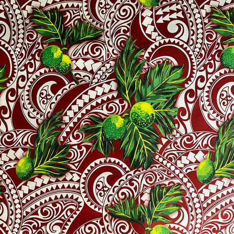 Longan Traditional Tattoo Background Poly Cotton Fabric - Aquamarine & Blue, 45" Width (1 Yard)