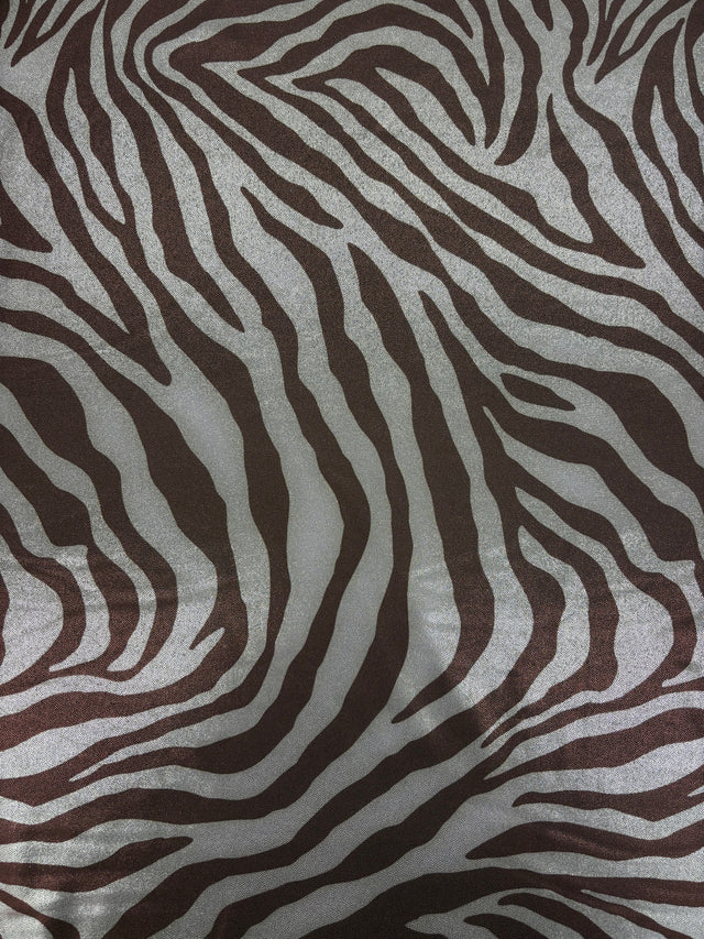 Brown Zebra Print Mystique Spandex Fabric - Brown Zebra Print, 36" Width (1 Yard)