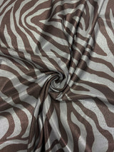 Brown Zebra Print Mystique Spandex Fabric - Brown Zebra Print, 36" Width (1 Yard)