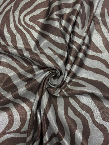 Brown Zebra Print Mystique Spandex Fabric - Brown Zebra Print, 36" Width (1 Yard)