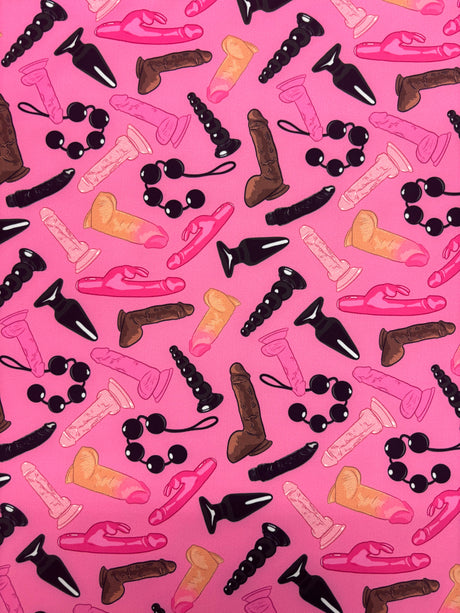 Sex Toy Printed Polyester Spandex Fabric - Printed, 58"/60" Width (1 Yard)