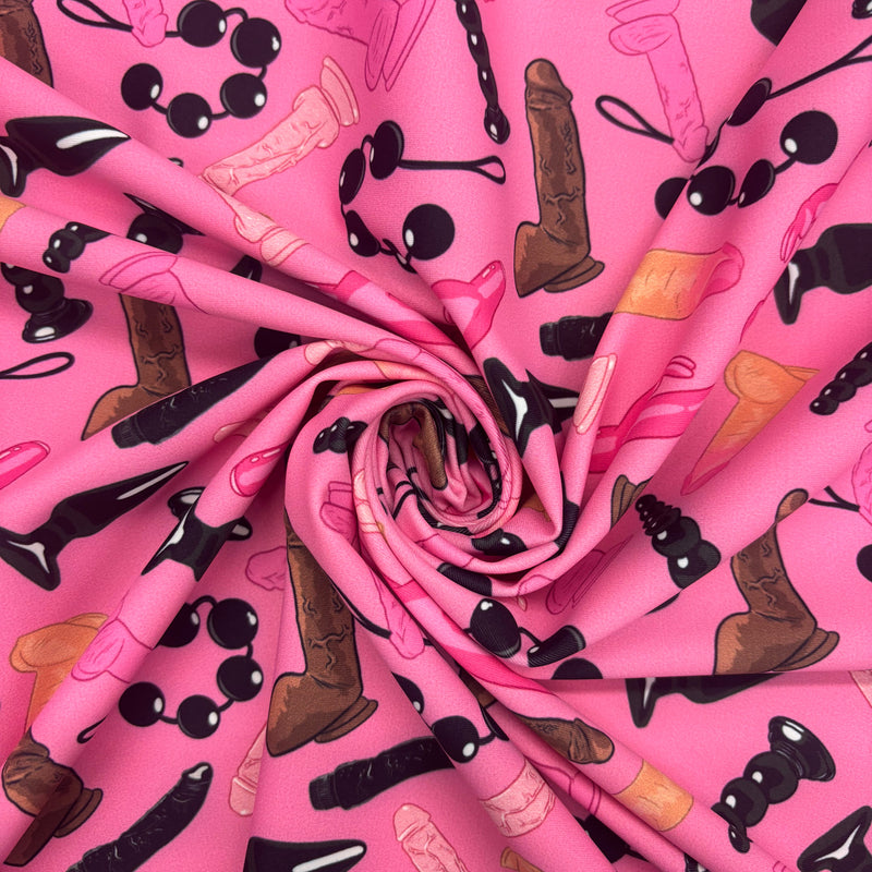 Sex Toy Printed Polyester Spandex Fabric - Printed, 58"/60" Width (1 Yard)