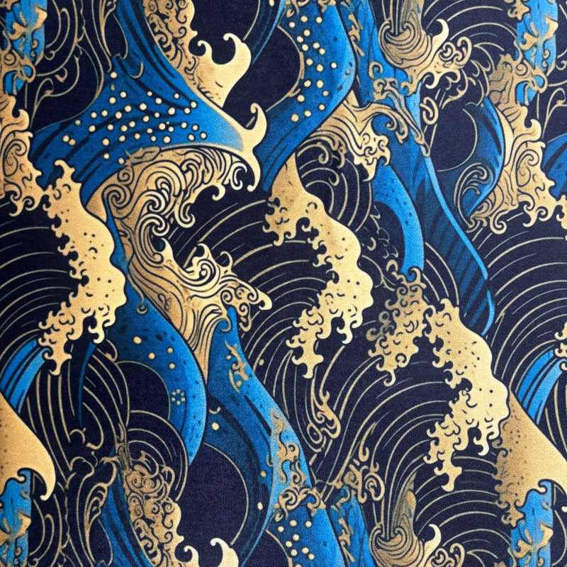 1 Yard Golden Waves Printed Velvet Four Way Stretch Fabric for Costumes and Dancewear