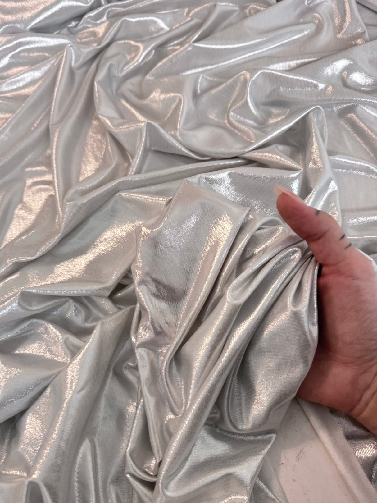 Shiny Foiled Spandex Light Silver