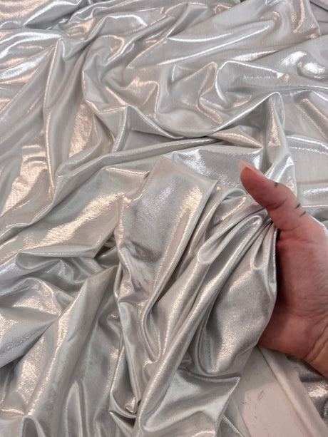 Shiny Foiled Spandex Light Silver