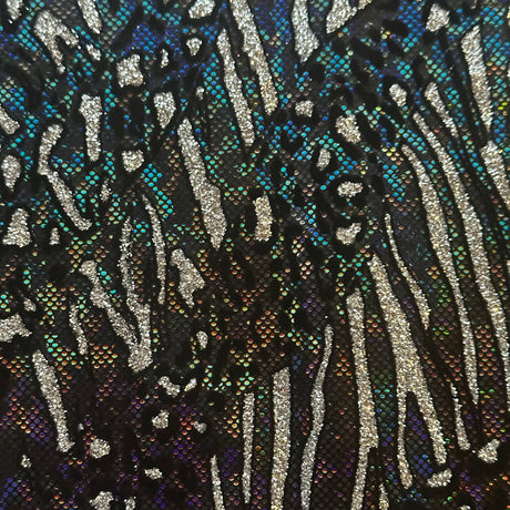 Nylon Spandex Cheetah Metallic Flocking Hologram Fabric