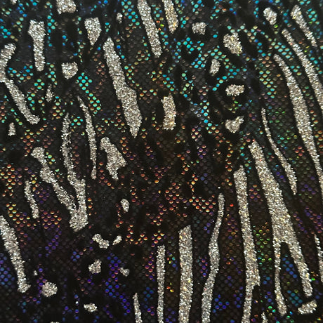 Nylon Spandex Cheetah Metallic Flocking Hologram Fabric