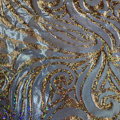 Nylon Spandex Paisley Foggy Foil Fabric