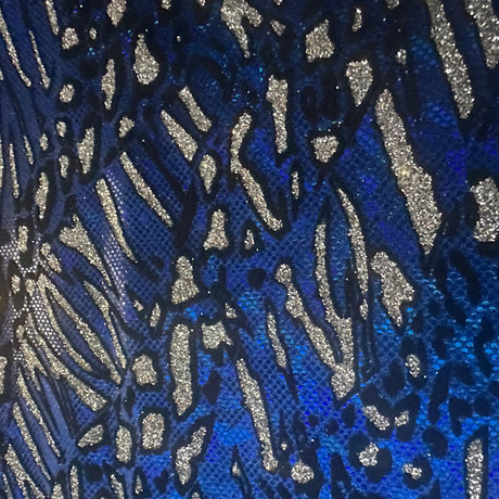 Nylon Spandex Cheetah Metallic Flocking Hologram Fabric