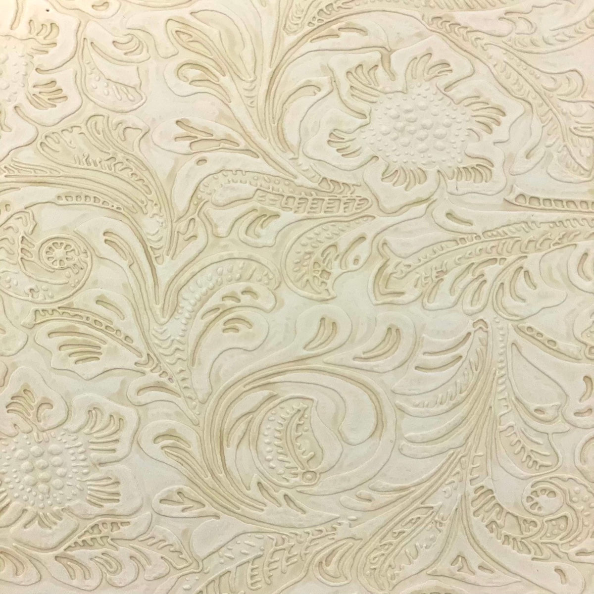 Western Floral PU Faux Leather Vinyl Fabric - Western Floral Pattern, 56" Width (1 Yard)