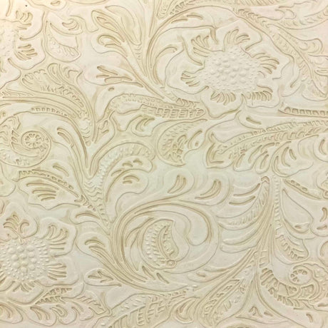 Western Floral PU Faux Leather Vinyl Fabric - Western Floral Pattern, 56" Width (1 Yard)