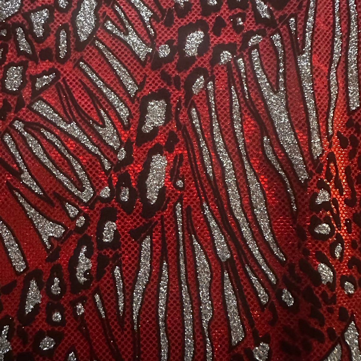Nylon Spandex Cheetah Metallic Flocking Hologram Fabric