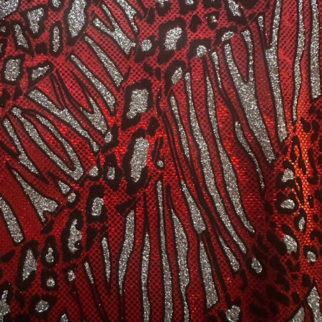 Nylon Spandex Cheetah Metallic Flocking Hologram Fabric