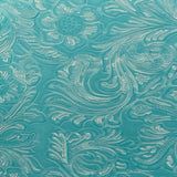 Western Floral PU Faux Leather Vinyl Fabric - Western Floral Pattern, 56" Width (1 Yard)
