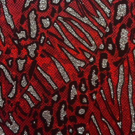 Nylon Spandex Cheetah Metallic Flocking Hologram Fabric