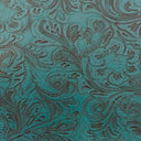 Western Floral PU Faux Leather Vinyl Fabric - Western Floral Pattern, 56" Width (1 Yard)