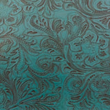 Western Floral PU Faux Leather Vinyl Fabric - Western Floral Pattern, 56" Width (1 Yard)