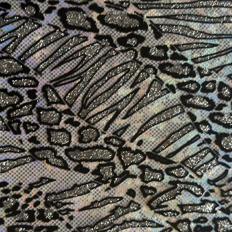 Nylon Spandex Cheetah Metallic Flocking Hologram Fabric