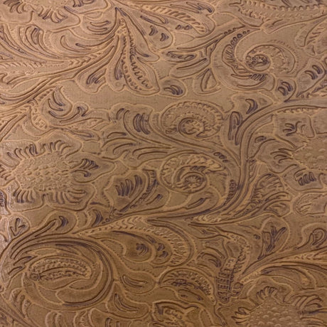 Western Floral PU Faux Leather Vinyl Fabric - Western Floral Pattern, 56" Width (1 Yard)