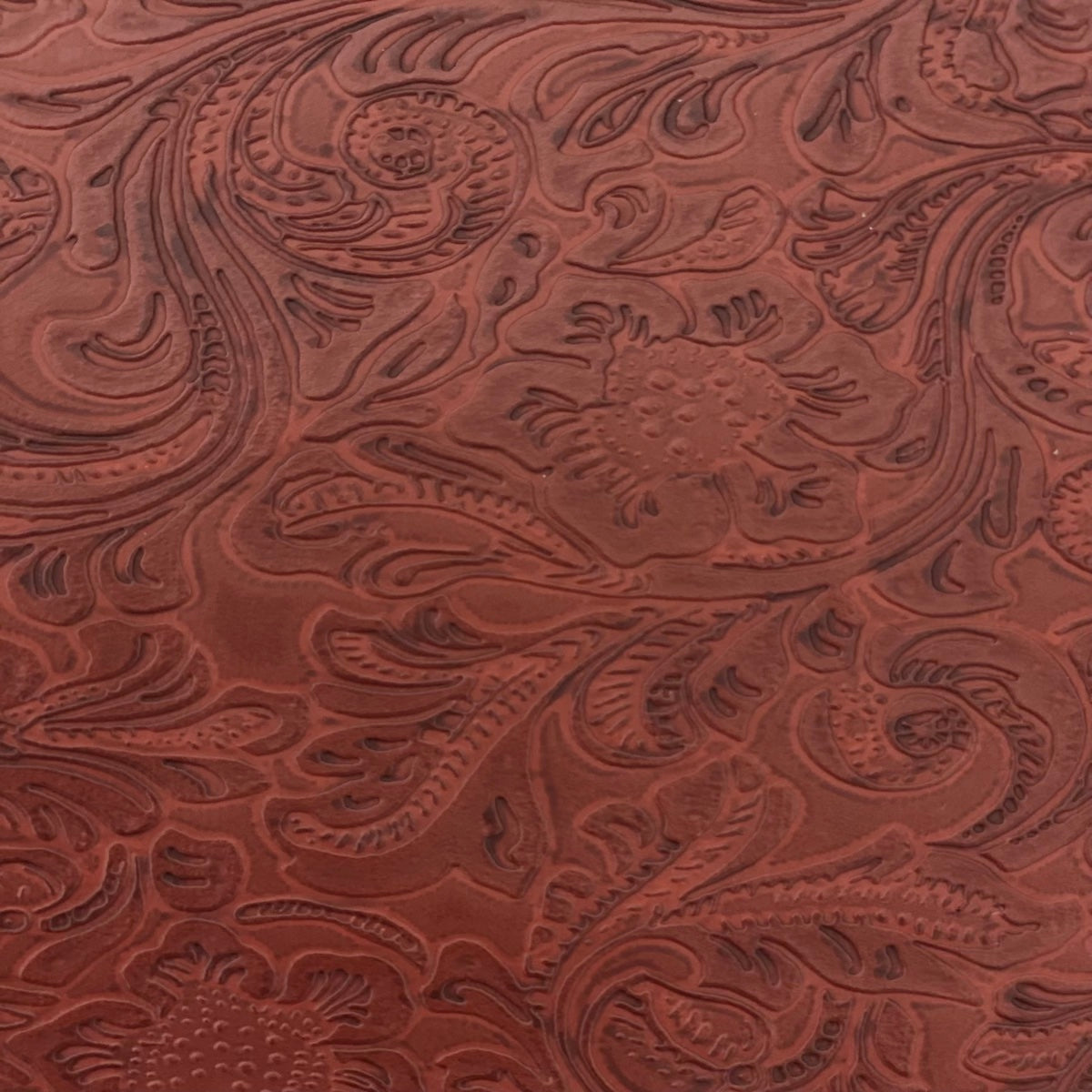 Western Floral PU Faux Leather Vinyl Fabric - Western Floral Pattern, 56" Width (1 Yard)