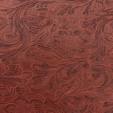 Western Floral PU Faux Leather Vinyl Fabric - Western Floral Pattern, 56" Width (1 Yard)