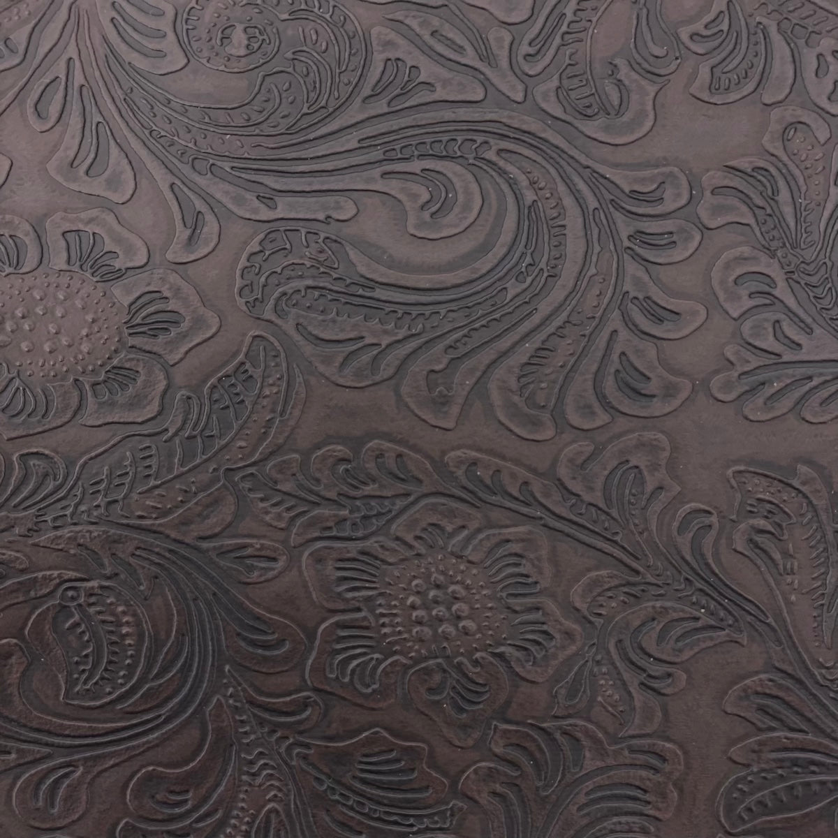 Western Floral PU Faux Leather Vinyl Fabric - Western Floral Pattern, 56" Width (1 Yard)