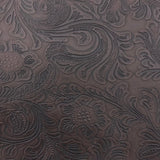 Western Floral PU Faux Leather Vinyl Fabric - Western Floral Pattern, 56" Width (1 Yard)