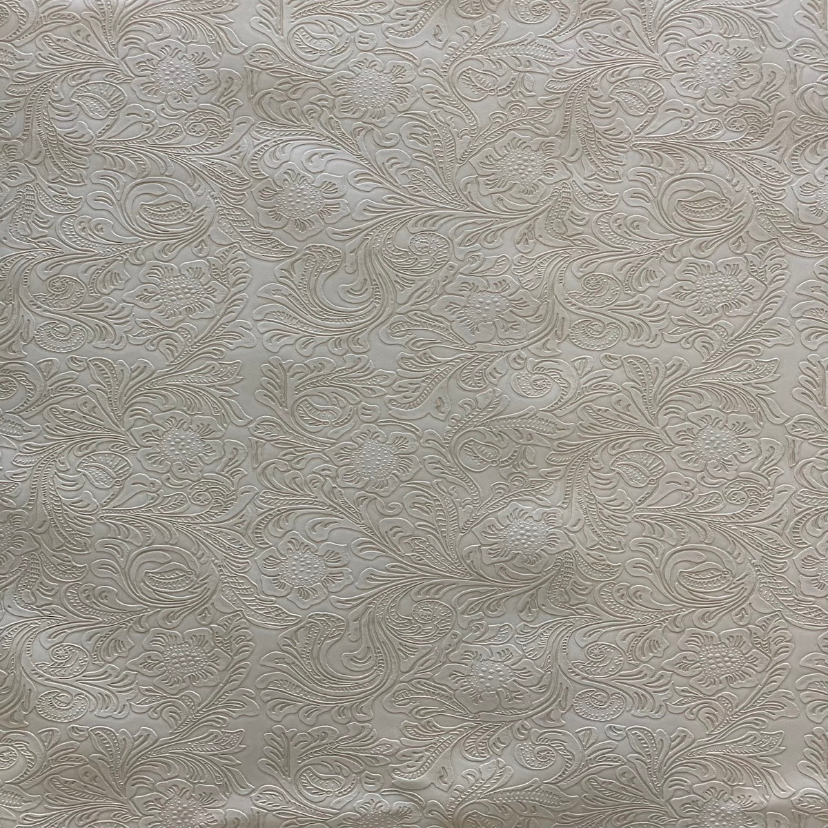 Western Floral PU Faux Leather Vinyl Fabric - Western Floral Pattern, 56" Width (1 Yard)