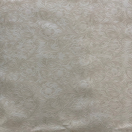 Western Floral PU Faux Leather Vinyl Fabric - Western Floral Pattern, 56" Width (1 Yard)