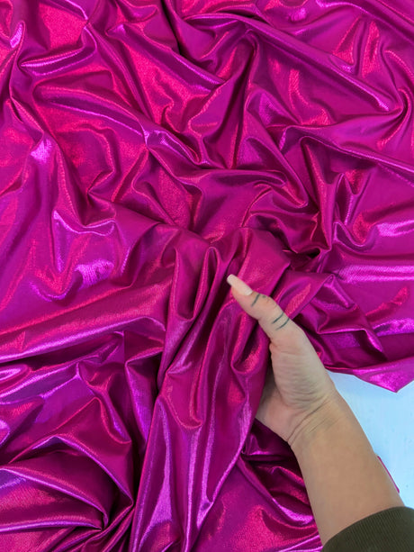 Shiny Foiled Stretch Spandex Fuchsia
