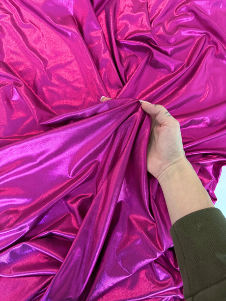 Shiny Foiled Stretch Spandex Fuchsia