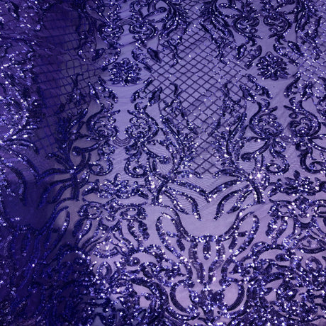Luna Stretch Sequins Nylon Spandex Mesh Fabric - 4-Way Stretch, Sequin Design, 60" Width (1 Yard)