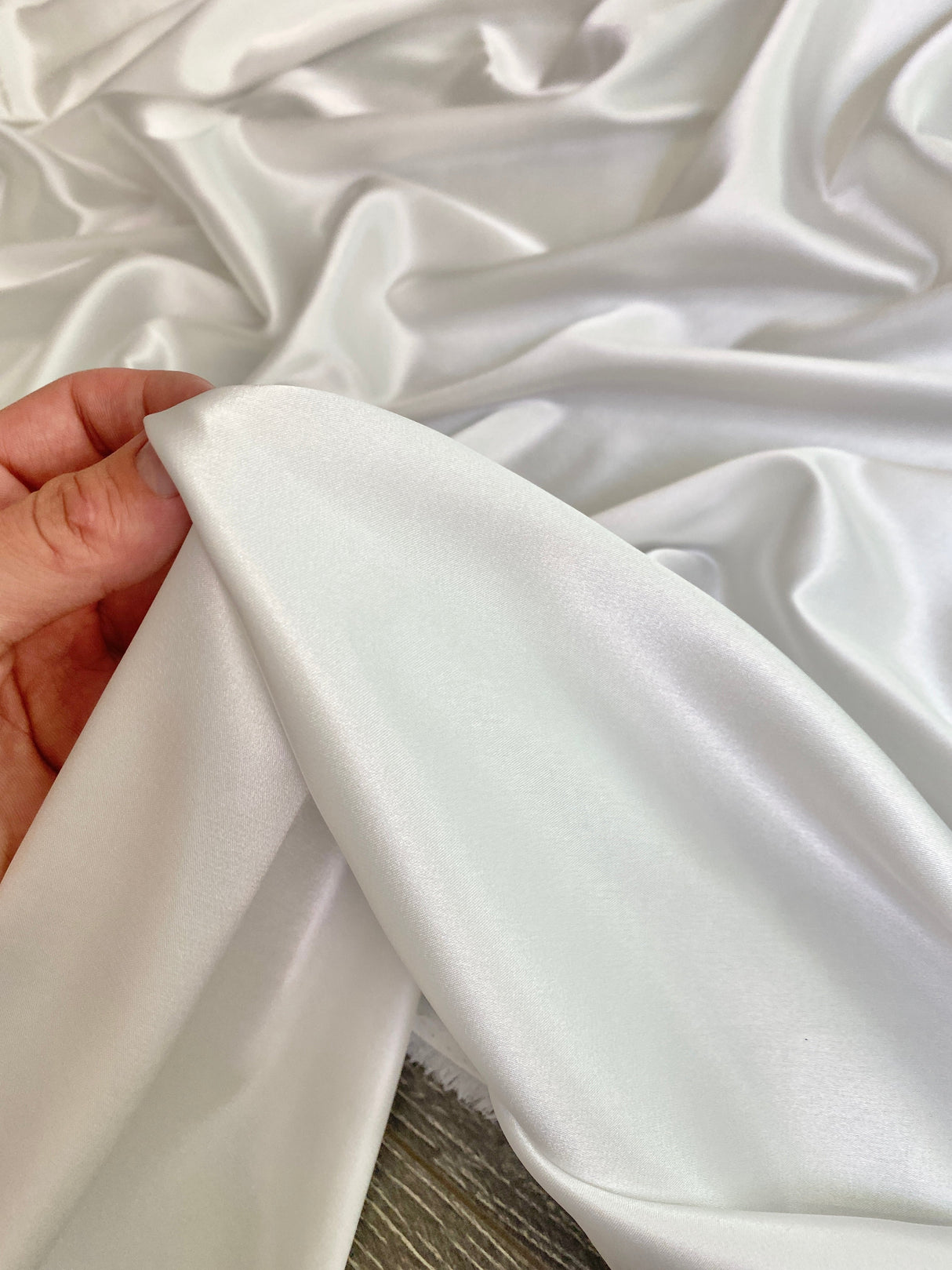 Off White Stretch Satin