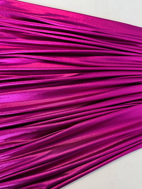 Shiny Foiled Stretch Spandex Fuchsia