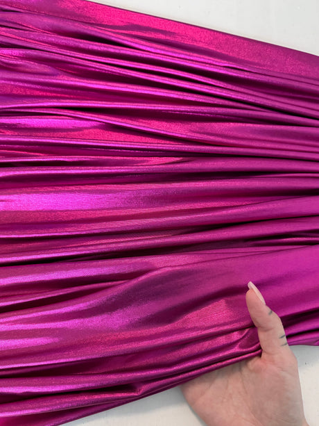Shiny Foiled Stretch Spandex Fuchsia