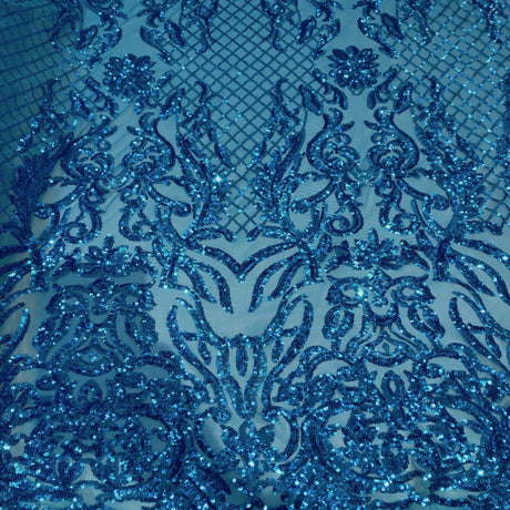 Luna Stretch Sequins Nylon Spandex Mesh Fabric - 4-Way Stretch, Sequin Design, 60" Width (1 Yard)