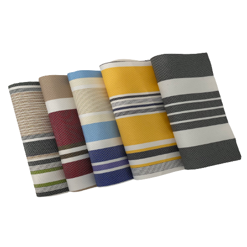 Polyester Canvas Outdoor Fabric Multi Striped Oak