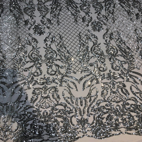 Luna Stretch Sequins Nylon Spandex Mesh Fabric - 4-Way Stretch, Sequin Design, 60" Width (1 Yard)