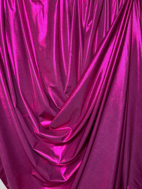 Shiny Foiled Stretch Spandex Fuchsia