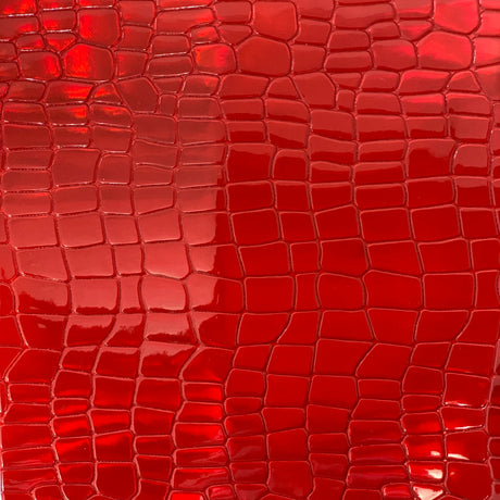 Iridescent Faux Crocodile Vinyl Fabric - 100% Polyester, Iridescent Crocodile Texture, 54" Width (1 Yard)