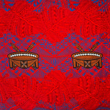 Monstera Double Border Cotton Fabric - Traditional Tongan Motifs, 36" X 45" (1 Yard)