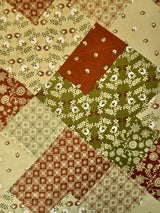 Printed Satin Green Patchwork Floral